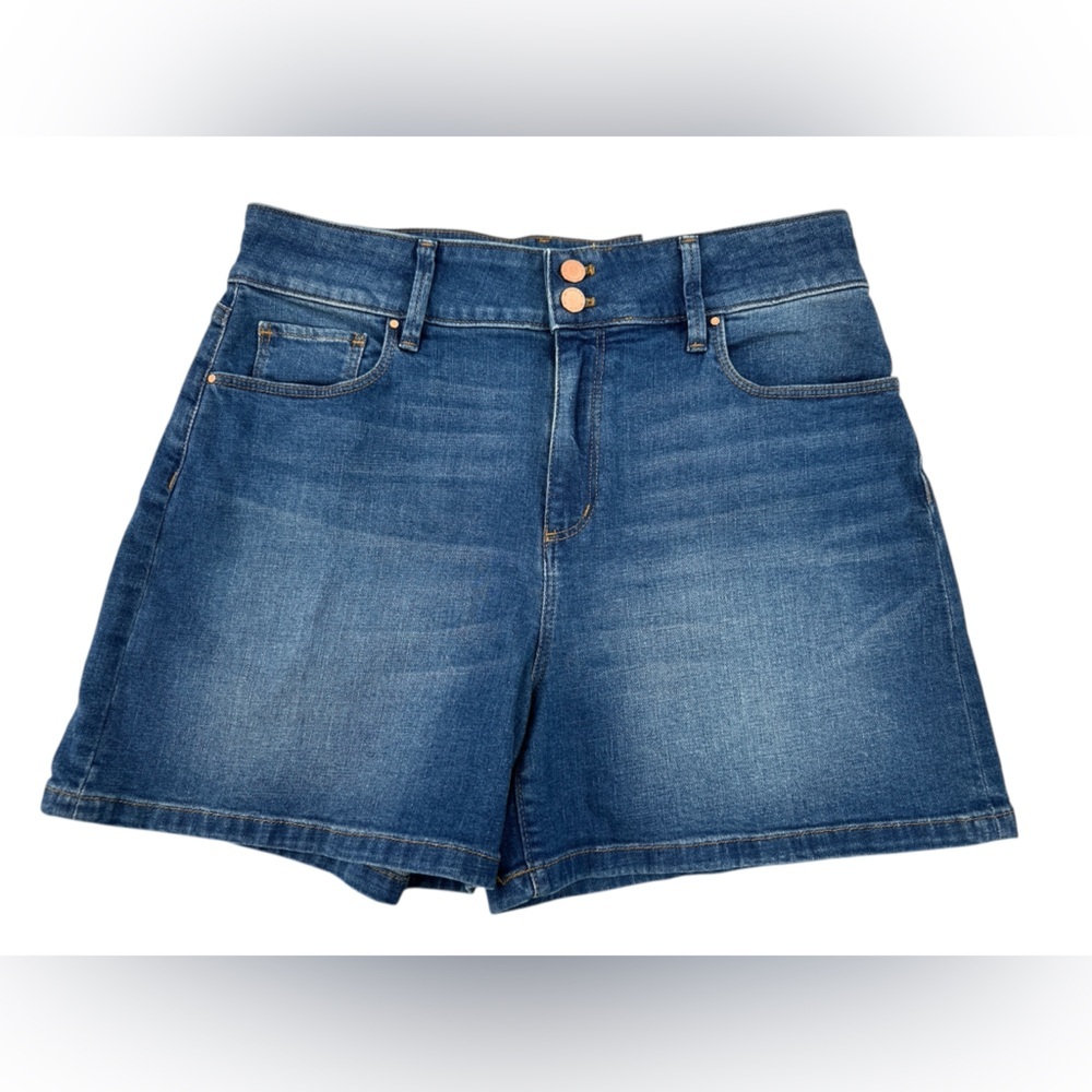 Ann Taylor Factory The 4.5 Inch Denim Shorts Mid Rise Classic Blue Jean Size 10
